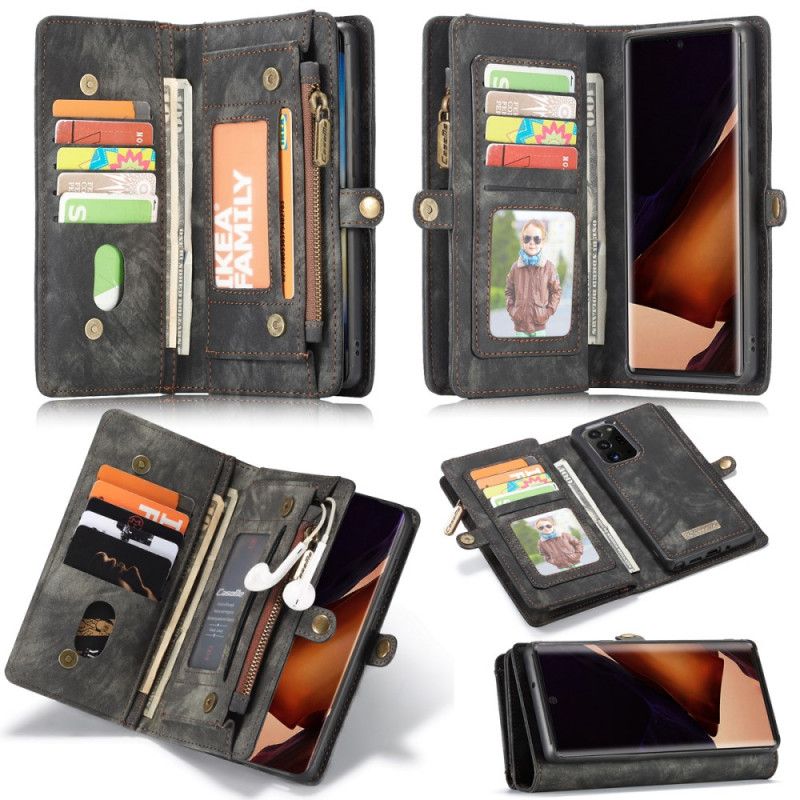 Leren Hoesje voor Samsung Galaxy S21 Ultra 5G Rood Zwart Afneembare Kuip