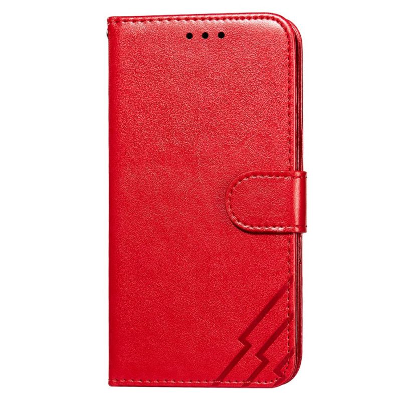 Leren Hoesje voor Samsung Galaxy S21 Ultra 5G Rood Zwart Design Bliksemleder Effect