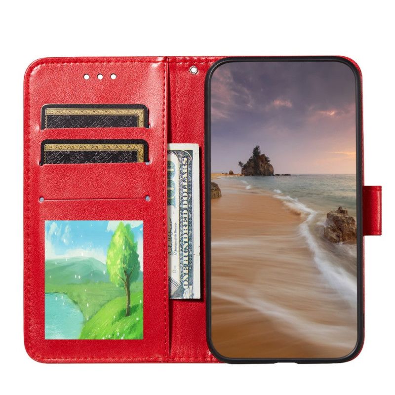 Leren Hoesje voor Samsung Galaxy S21 Ultra 5G Rood Zwart Design Bliksemleder Effect