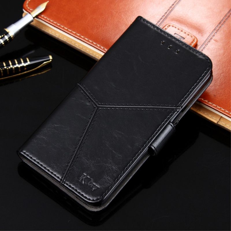 Leren Hoesje voor Samsung Galaxy S21 Ultra 5G Rood Zwart Geometrisch Leereffect