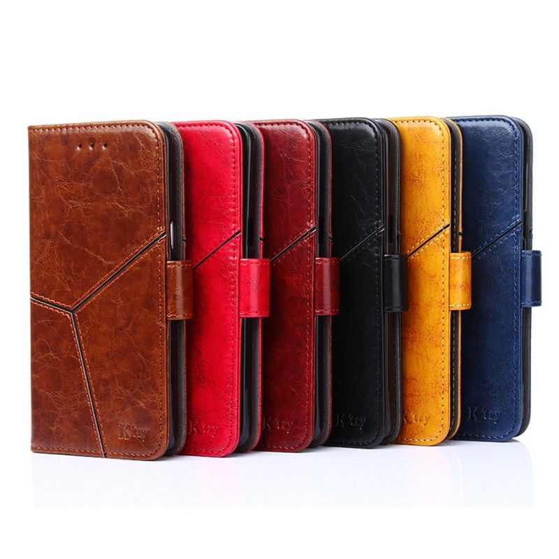 Leren Hoesje voor Samsung Galaxy S21 Ultra 5G Rood Zwart Geometrisch Leereffect