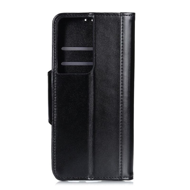Leren Hoesje voor Samsung Galaxy S21 Ultra 5G Rood Zwart Kunstleer Zilveren Sluiting