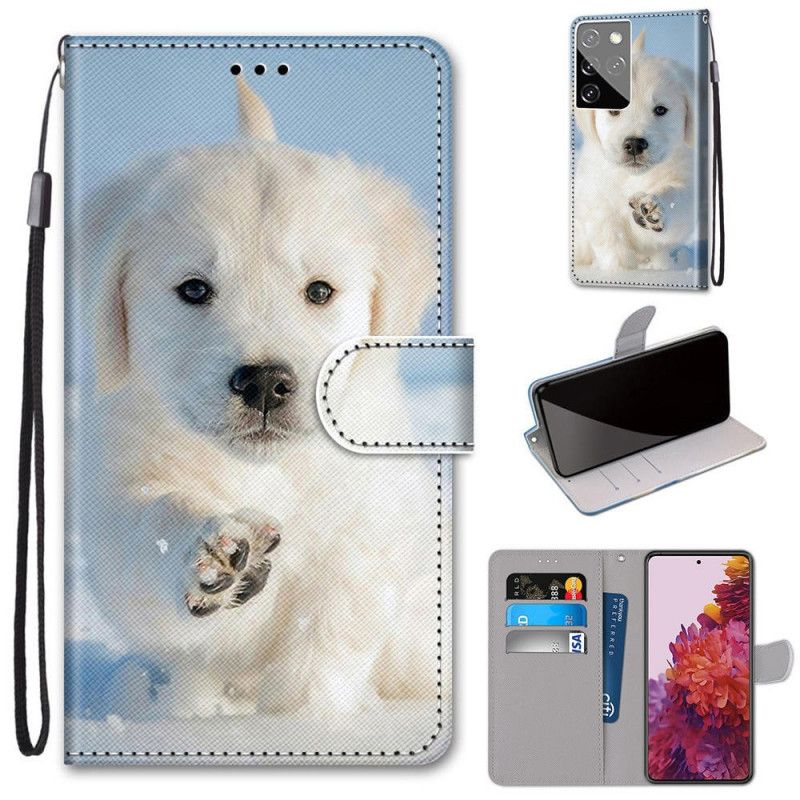 Leren Hoesje voor Samsung Galaxy S21 Ultra 5G Schattige Hond