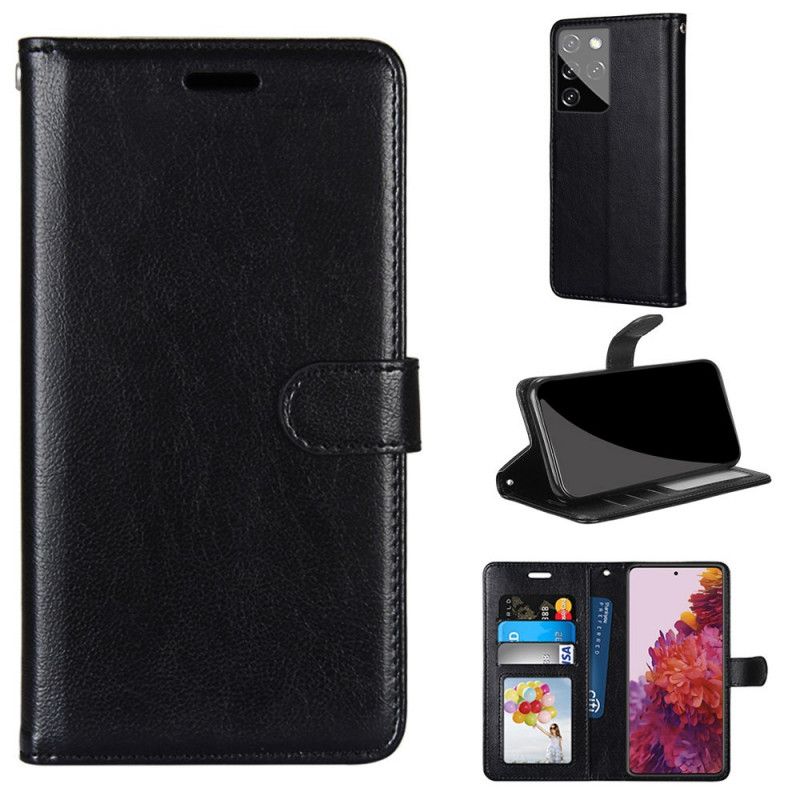 Leren Hoesje voor Samsung Galaxy S21 Ultra 5G Wit Zwart Zwart-Wit Leerstijl