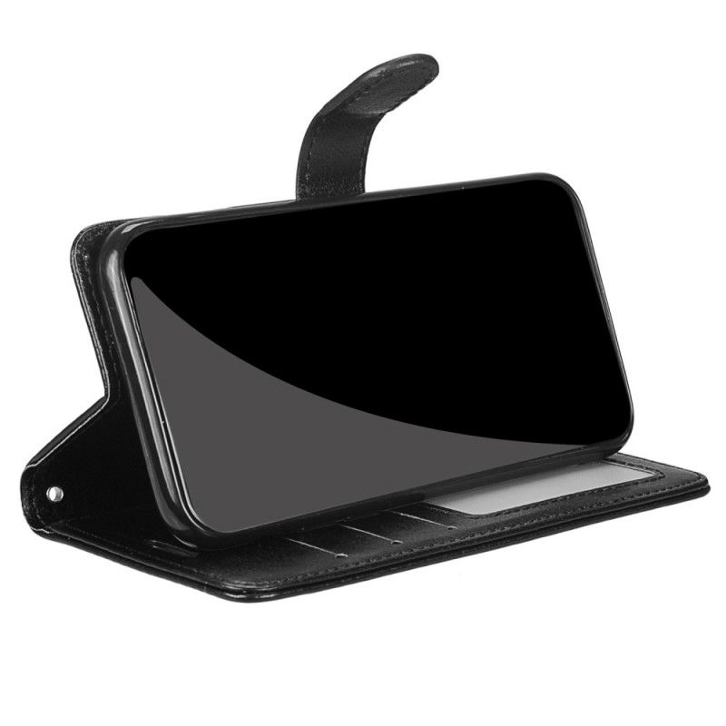 Leren Hoesje voor Samsung Galaxy S21 Ultra 5G Wit Zwart Zwart-Wit Leerstijl