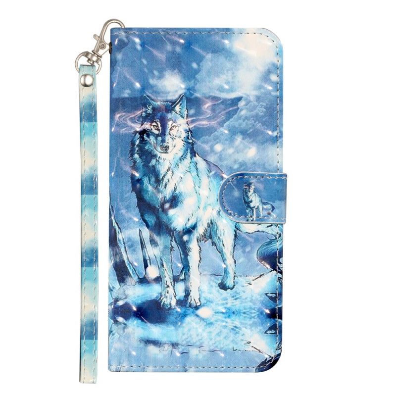 Leren Hoesje voor Samsung Galaxy S21 Ultra 5G Wolfslampjes Met Riempje