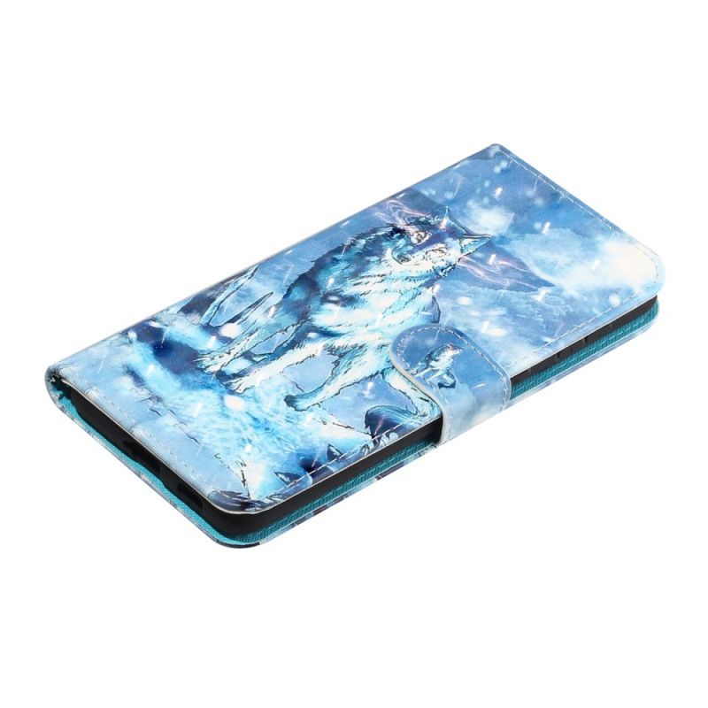 Leren Hoesje voor Samsung Galaxy S21 Ultra 5G Wolfslampjes Met Riempje