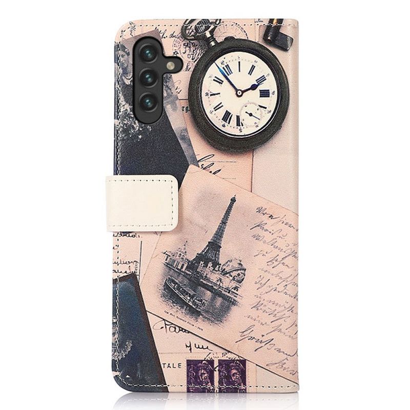 Flip Case Leren Samsung Galaxy A13 5g Eiffeltoren Van De Dichter