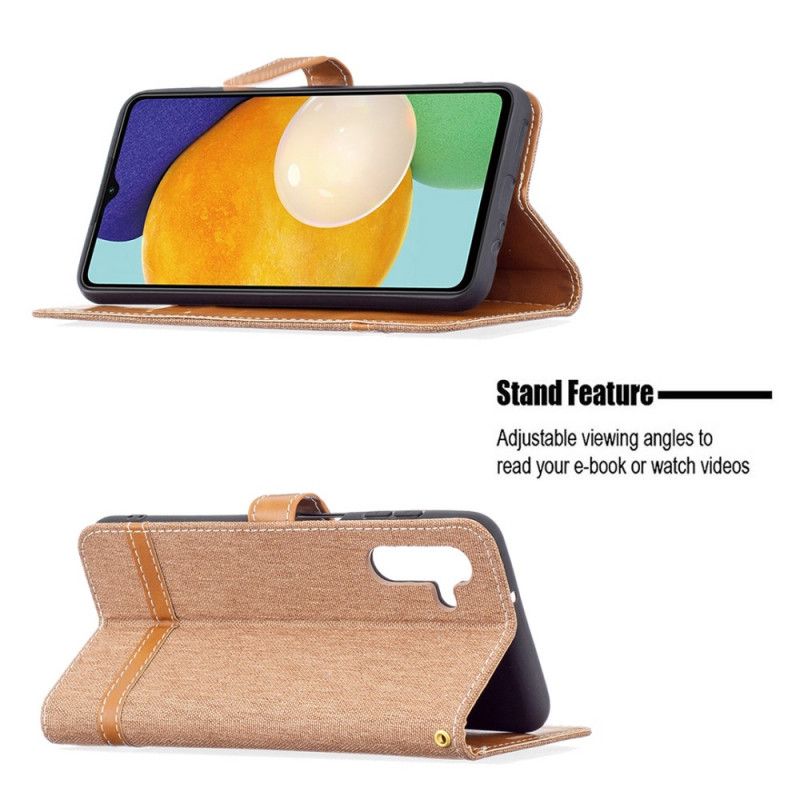 Folio-hoesje Samsung Galaxy A13 5g Stof En Leereffect Met Riem