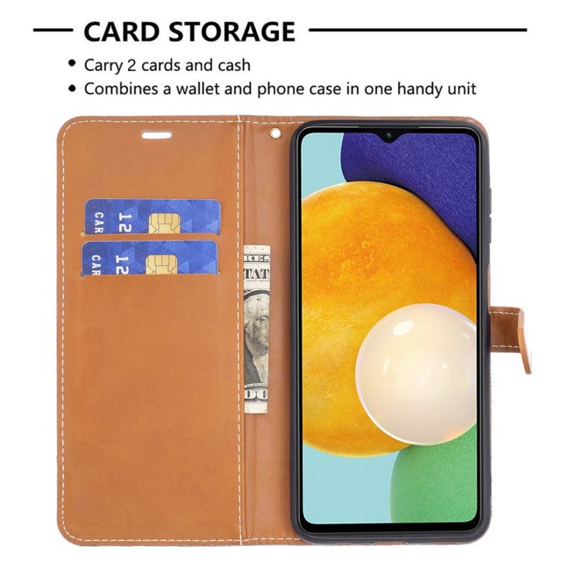 Folio-hoesje Samsung Galaxy A13 5g Stof En Leereffect Met Riem