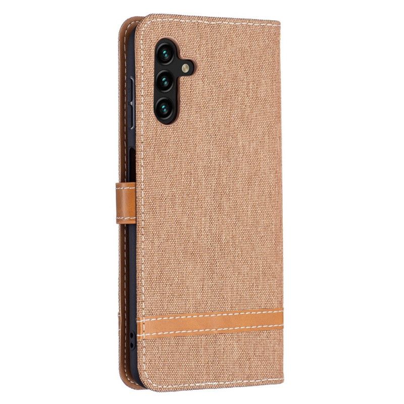 Folio-hoesje Samsung Galaxy A13 5g Stof En Leereffect Met Riem