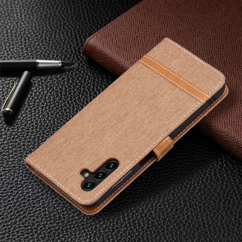 Folio-hoesje Samsung Galaxy A13 5g Stof En Leereffect Met Riem