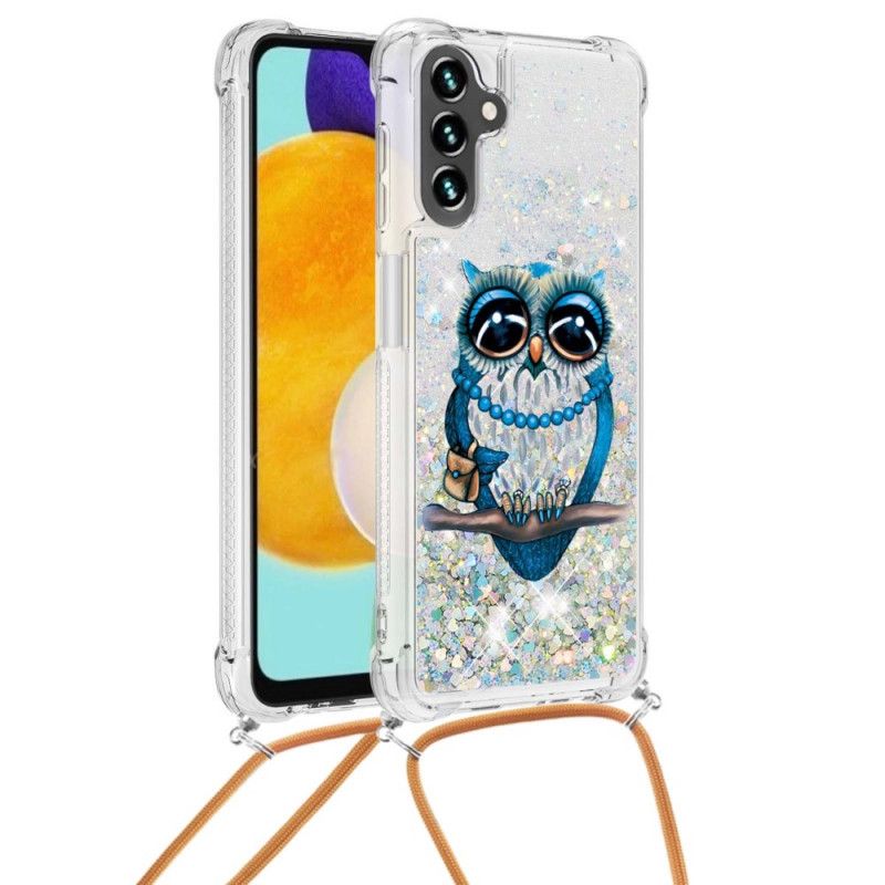 Hoesje Samsung Galaxy A13 5g Miss Owl Glitter Trekkoord Bescherming Hoesje