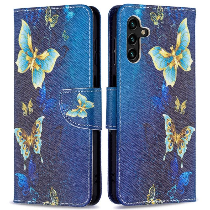 Leren Hoesje Voor Samsung Galaxy A13 5g Gouden Vlinders