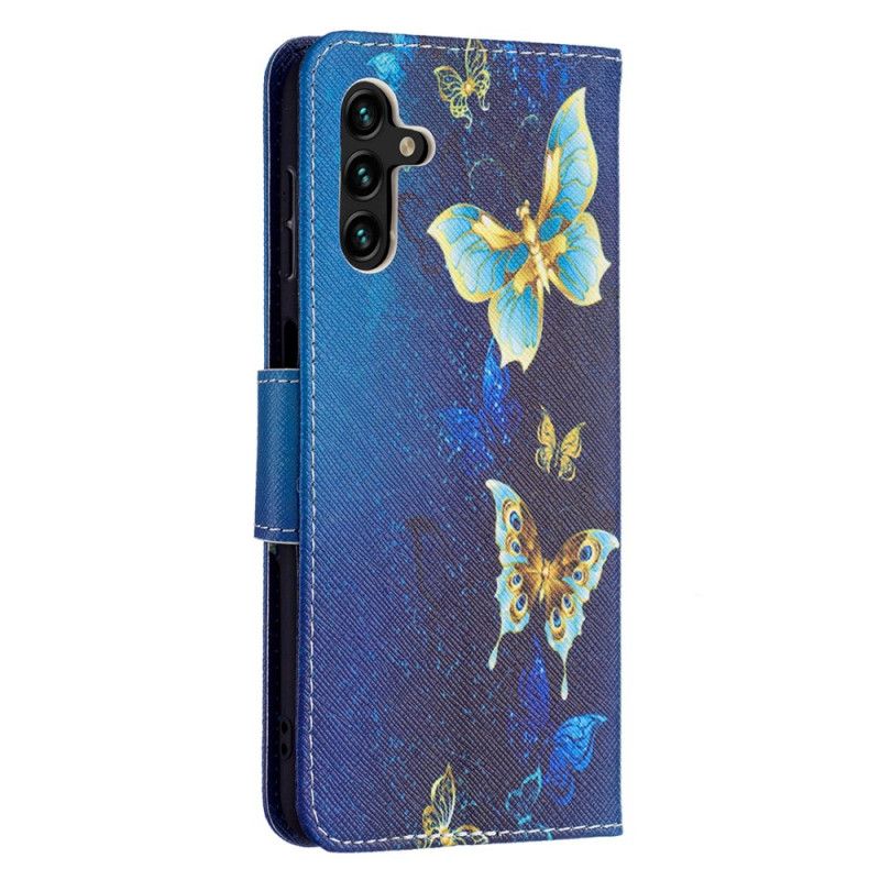 Leren Hoesje Voor Samsung Galaxy A13 5g Gouden Vlinders