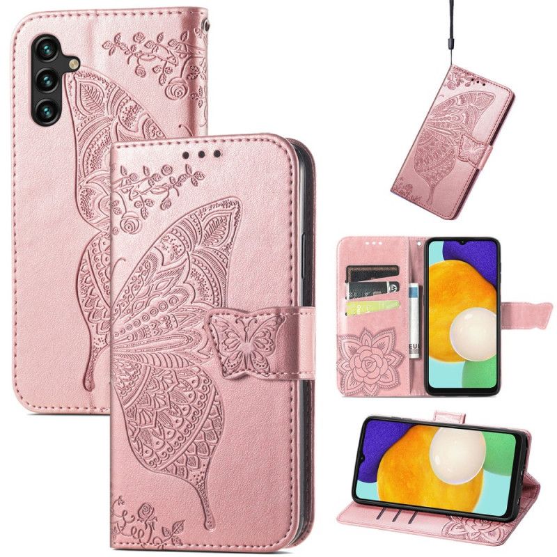 Leren Hoesje Voor Samsung Galaxy A13 5g Halve Vlinders