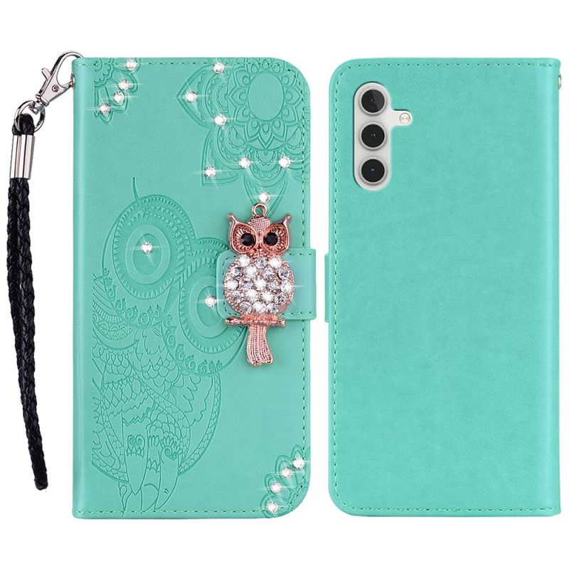 Leren Hoesje Voor Samsung Galaxy A13 5g Uil Mandala En Charm