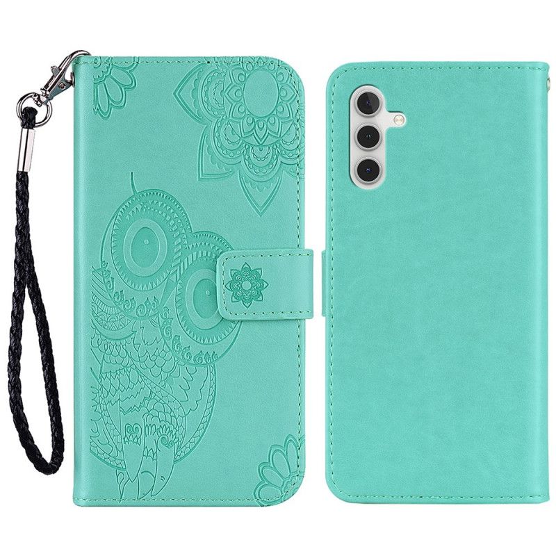 Leren Hoesje Voor Samsung Galaxy A13 5g Uil Mandala En Lanyard