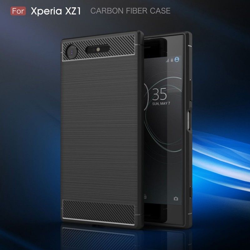 Hoesje Sony Xperia XZ1 Rood Zwart Geborsteld Koolstofvezel