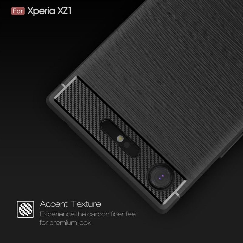 Hoesje Sony Xperia XZ1 Rood Zwart Geborsteld Koolstofvezel