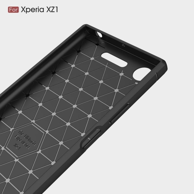 Hoesje Sony Xperia XZ1 Rood Zwart Geborsteld Koolstofvezel