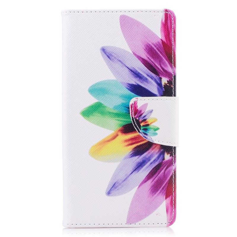 Leren Hoesje voor Sony Xperia XZ1 Aquarelbloem