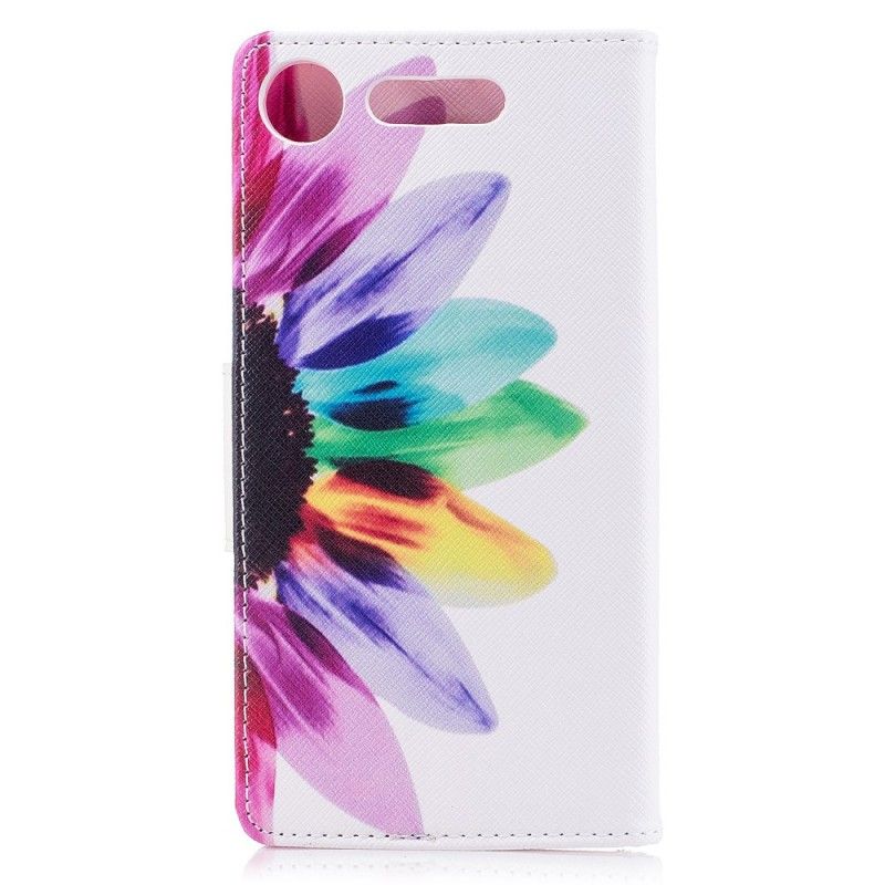Leren Hoesje voor Sony Xperia XZ1 Aquarelbloem