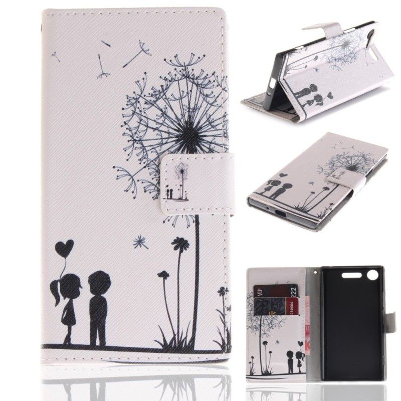 Leren Hoesje voor Sony Xperia XZ1 Liefde Paardenbloem
