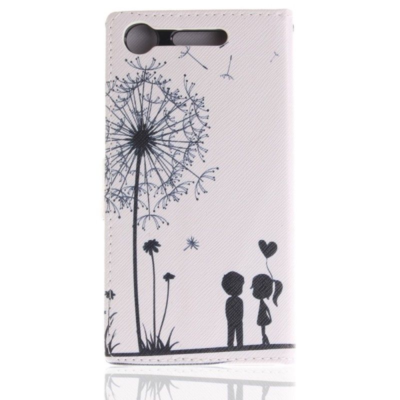 Leren Hoesje voor Sony Xperia XZ1 Liefde Paardenbloem