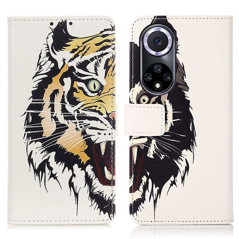 Leren Hoesje Huawei Nova 9 / Honor 50 Fierce Tiger Bescherming Hoesje