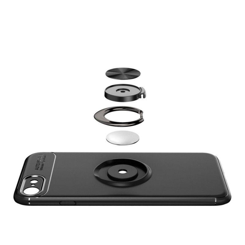 Case Hoesje iPhone 6 / 6S Rood Zwart Telefoonhoesje Magnetische Roterende Ring