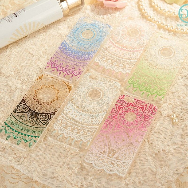 Cover Hoesje iPhone 6 / 6S Groen Magenta Telefoonhoesje Transparante Mandala