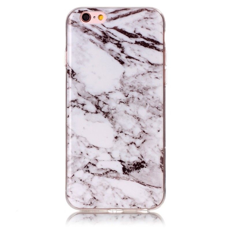 Cover Hoesje iPhone 6 / 6S Wit Zwart Telefoonhoesje Marmer