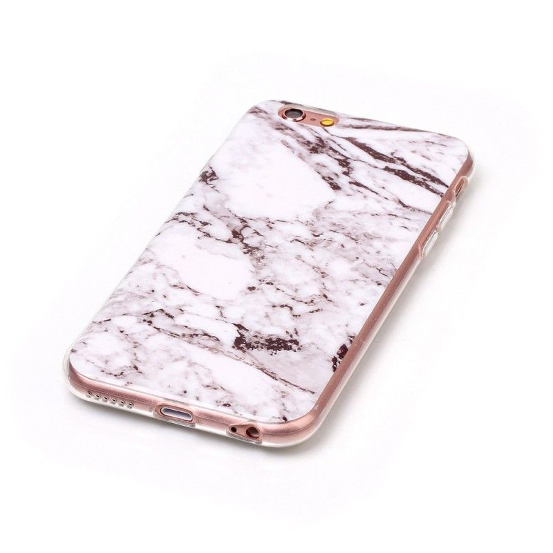 Cover Hoesje iPhone 6 / 6S Wit Zwart Telefoonhoesje Marmer