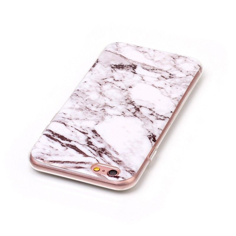 Cover Hoesje iPhone 6 / 6S Wit Zwart Telefoonhoesje Marmer