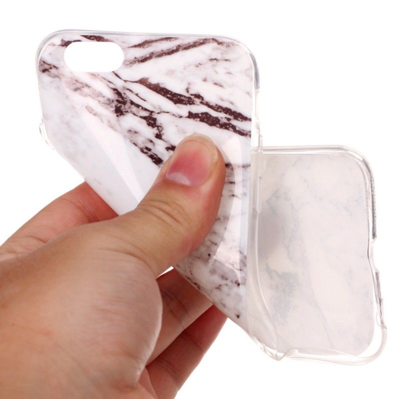 Cover Hoesje iPhone 6 / 6S Wit Zwart Telefoonhoesje Marmer