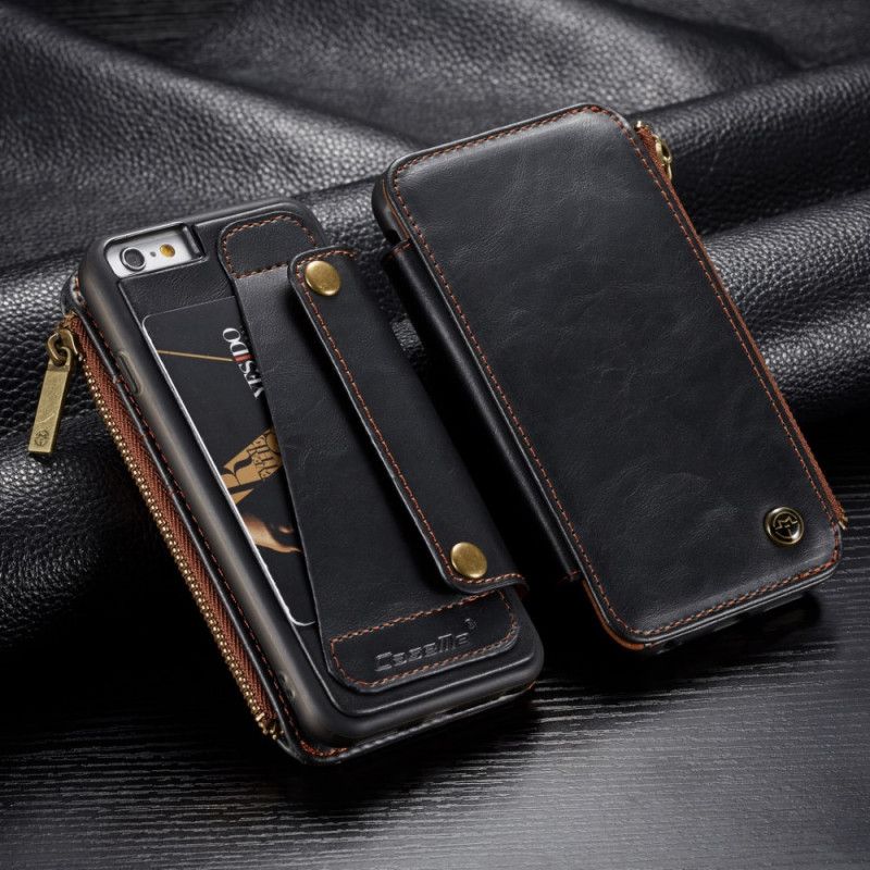 Folio-hoesje voor iPhone 6 / 6S Rood Zwart Portemonnee Hoesje En Afneembare Hoes