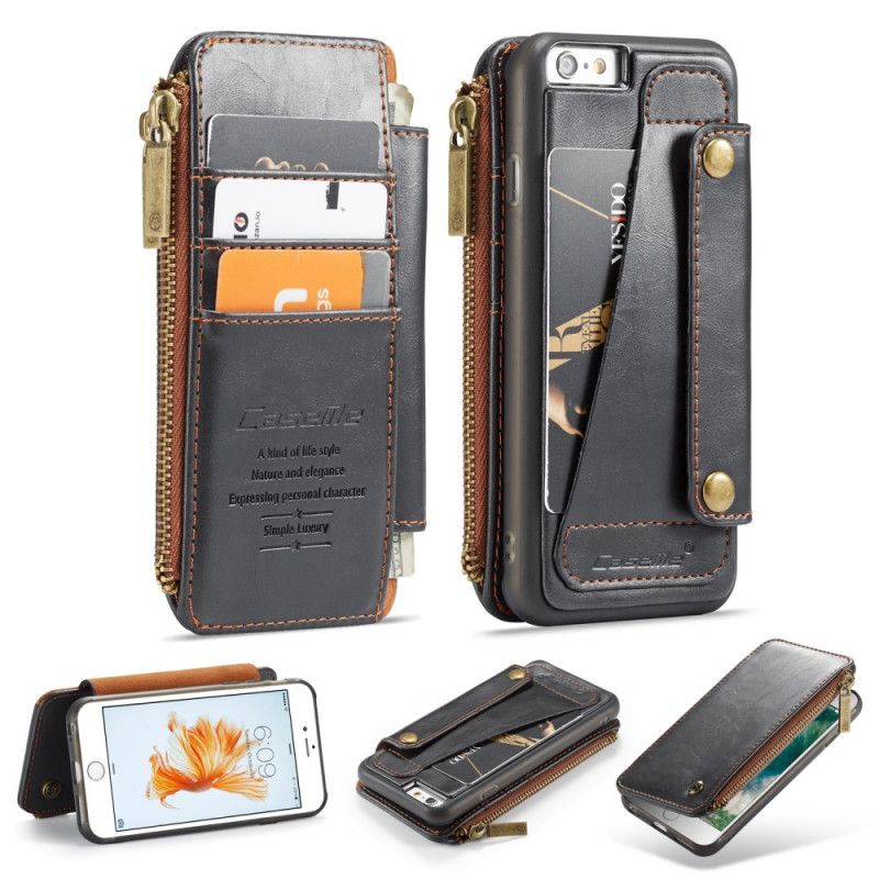 Folio-hoesje voor iPhone 6 / 6S Rood Zwart Portemonnee Hoesje En Afneembare Hoes