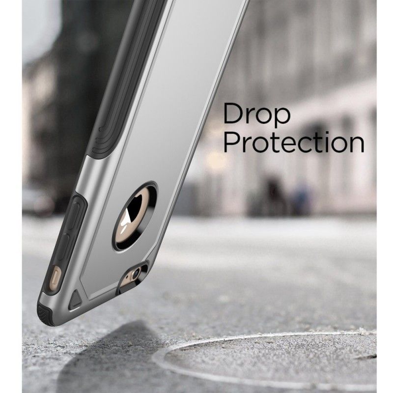 Hoesje iPhone 6 / 6S Grijs Zwart Premium Metaaleffect