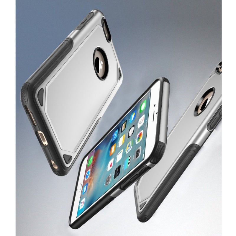 Hoesje iPhone 6 / 6S Grijs Zwart Premium Metaaleffect