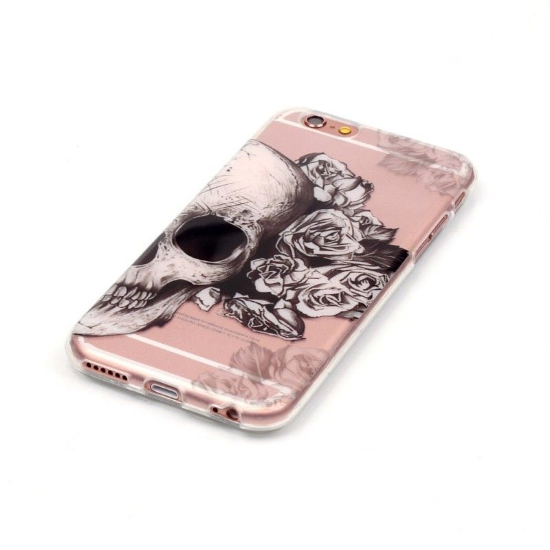 Hoesje voor iPhone 6 / 6S Transparant Gebloemde Schedel