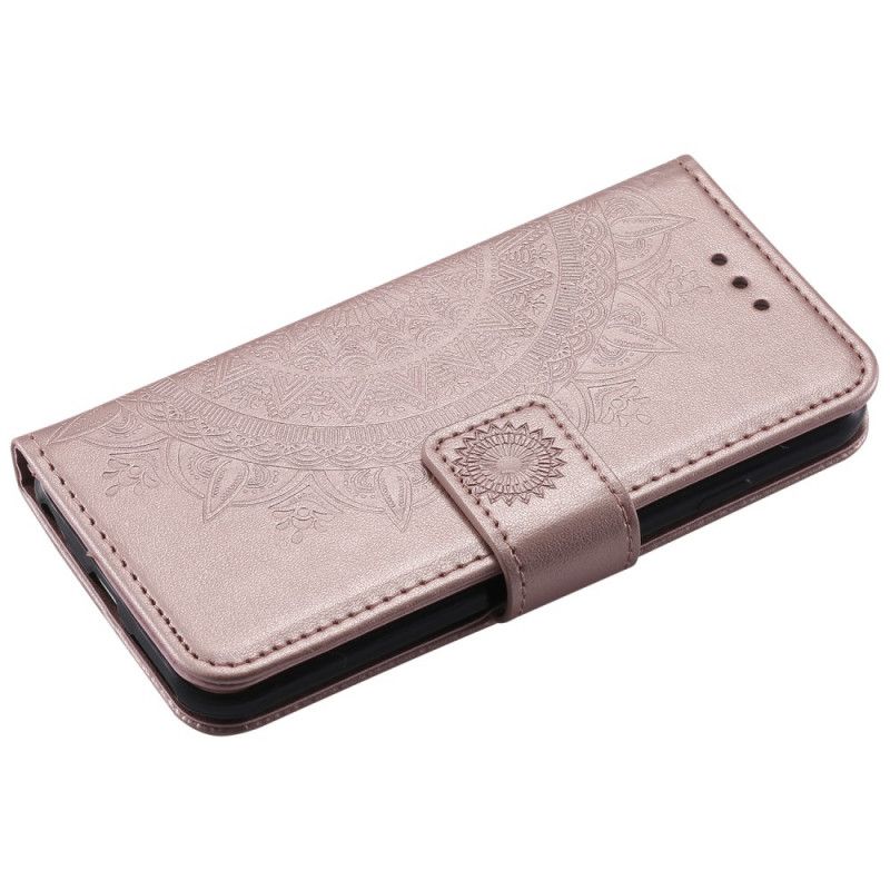 Leren Hoesje iPhone 6 / 6S Magenta Grijs Zon Mandala