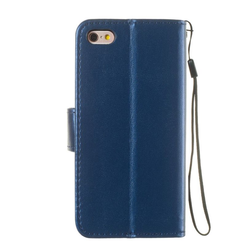 Leren Hoesje iPhone 6 / 6S Magenta Zwart Puur Gekleurd Leereffect Met Riem