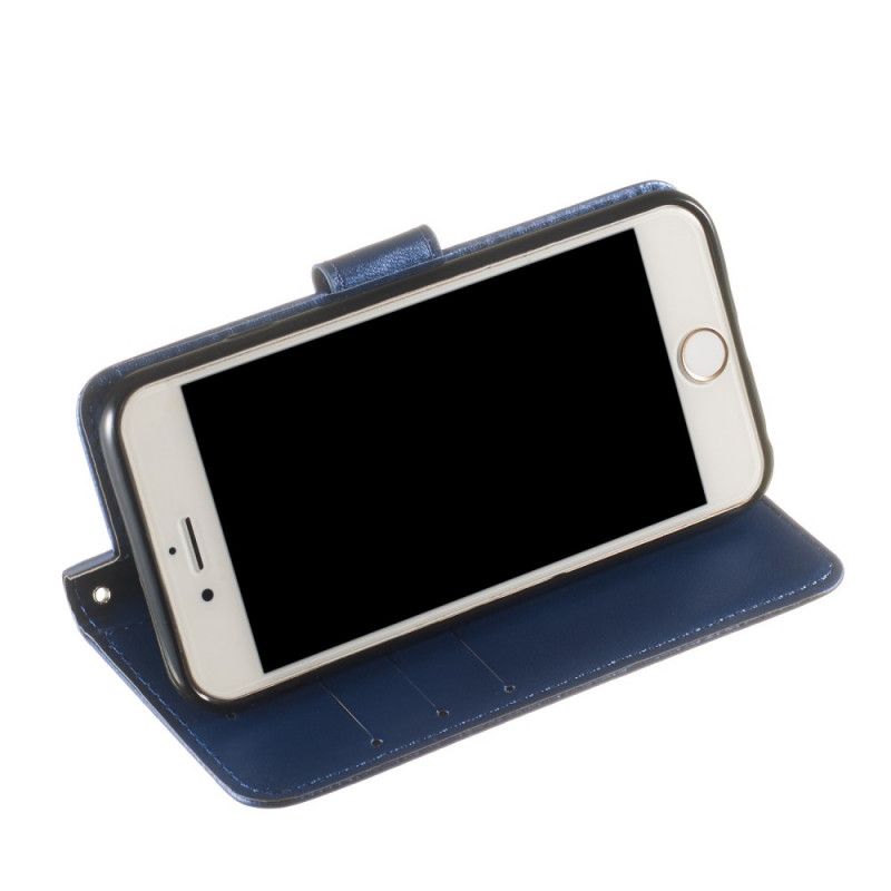 Leren Hoesje iPhone 6 / 6S Magenta Zwart Puur Gekleurd Leereffect Met Riem