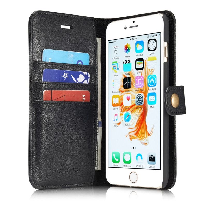 Leren Hoesje voor iPhone 6 / 6S Bruin Zwart Dg. Afneembare Ming