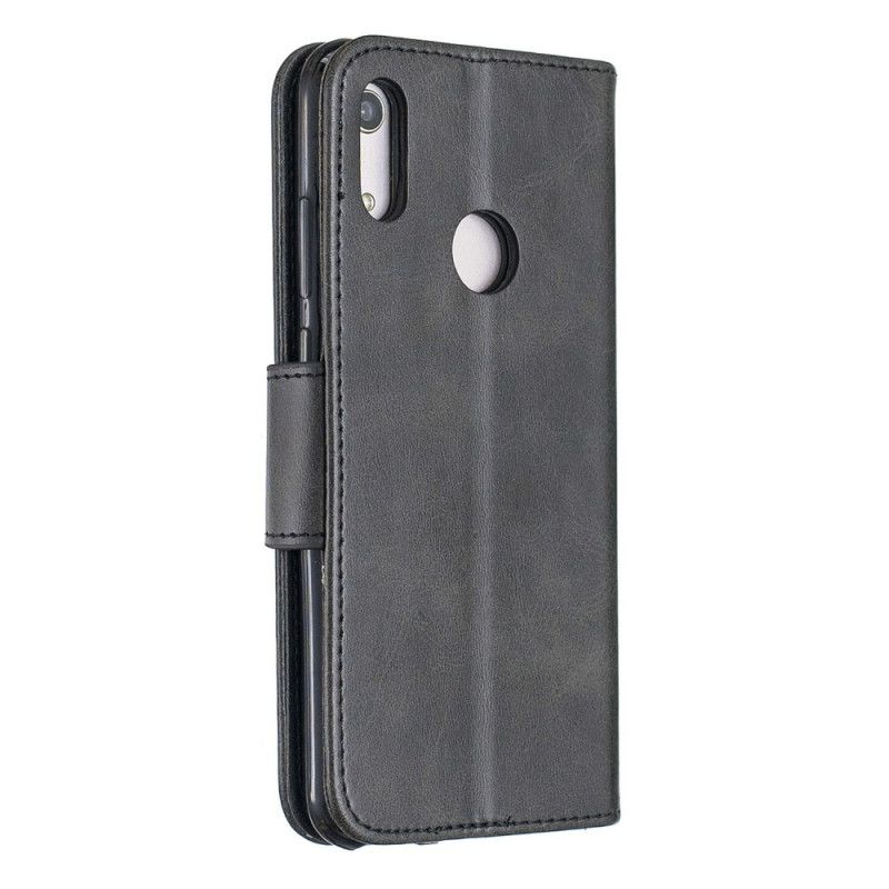 Bescherming Hoesje Huawei Y6 2019 Bruin Donkerblauw Gladde Schuine Klep