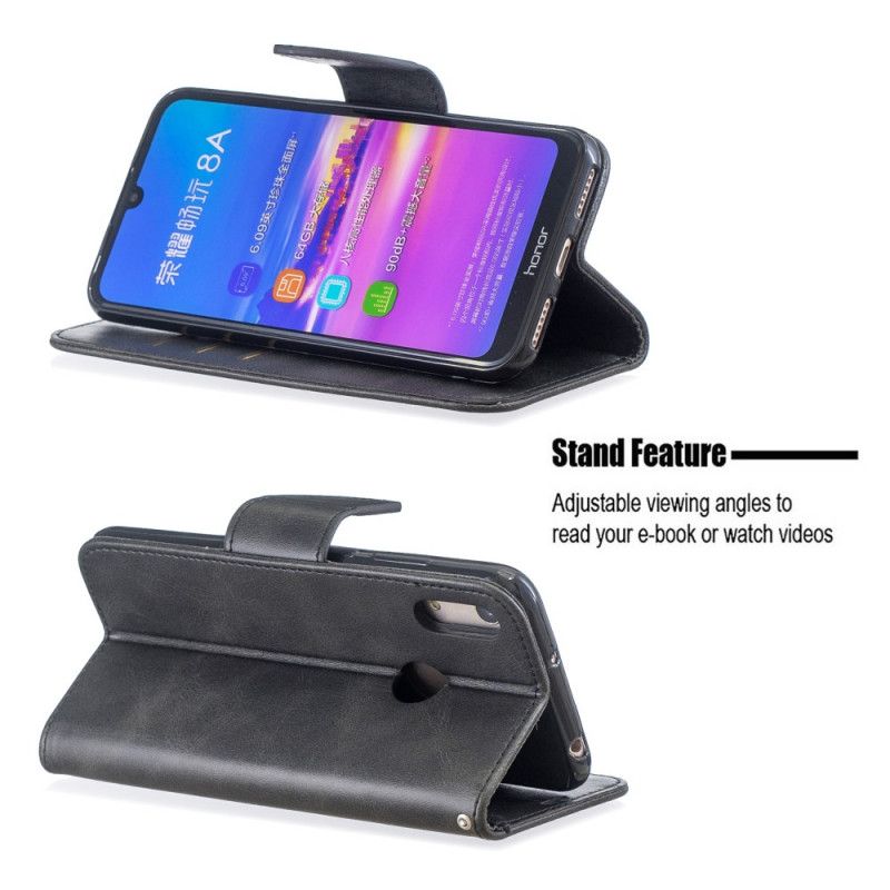 Bescherming Hoesje Huawei Y6 2019 Bruin Donkerblauw Gladde Schuine Klep