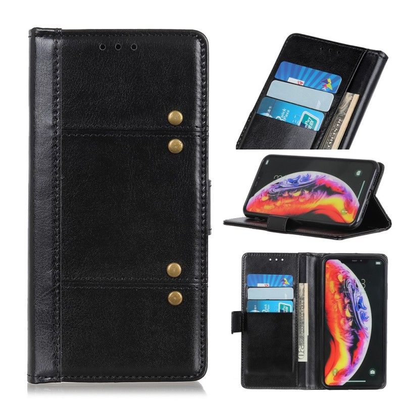 Bescherming Hoesje Huawei Y6 2019 Rood Zwart Antiek Leereffect