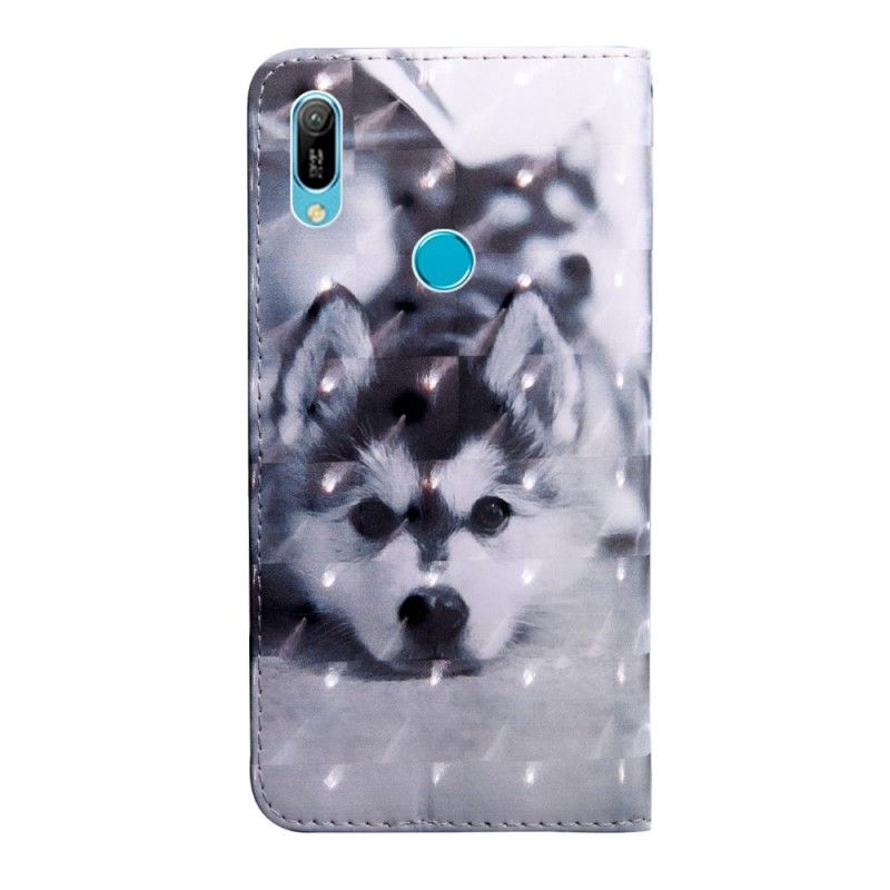 Bescherming Hoesje Huawei Y6 2019 Telefoonhoesje Zwart-Witte Hond
