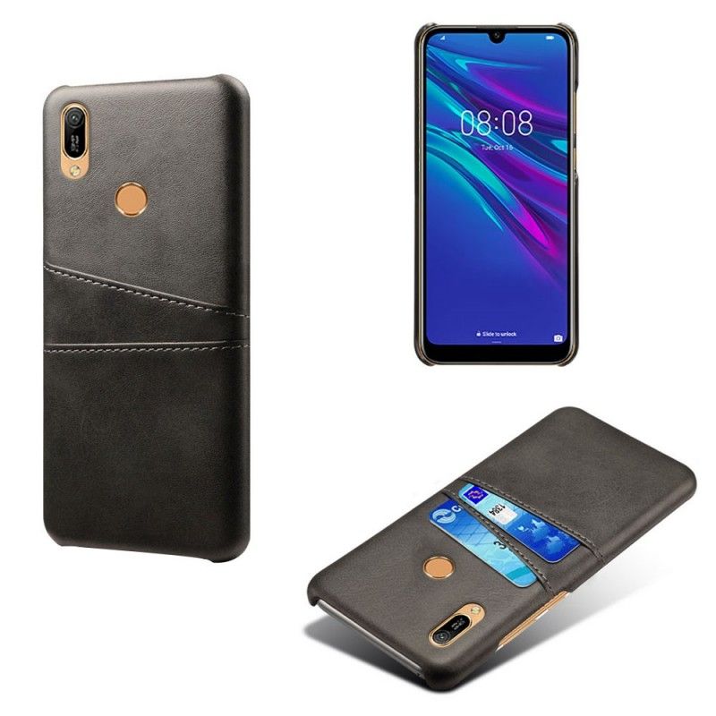 Case Hoesje Huawei Y6 2019 Donkerblauw Rood Telefoonhoesje Kaarthouder Met Leereffect